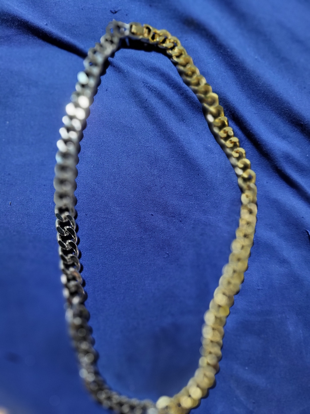 Two-Tone Men’s Curb Chain Necklace - Silver & Gold